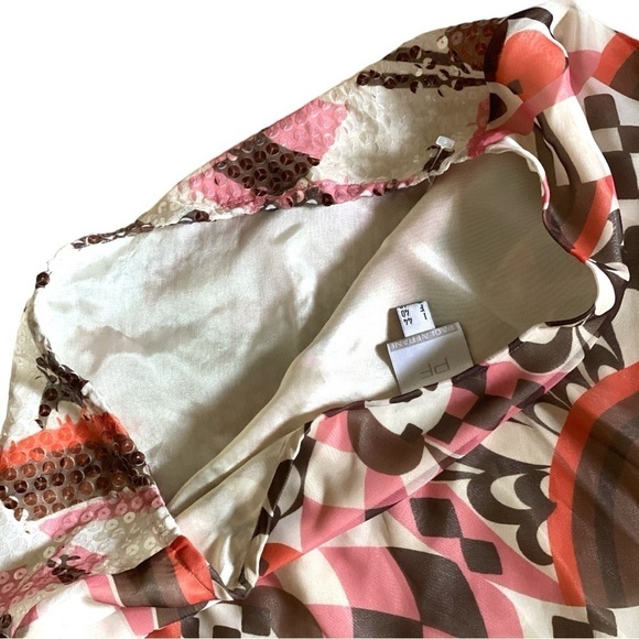 PAOLA FRANI Vintage Sequined Floral Geometric Italian Silk Pencil Skirt … - Picture 7 of 12